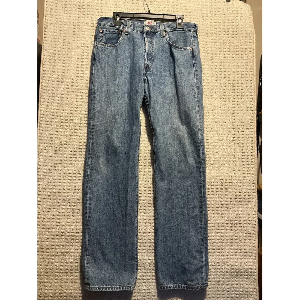 Levis 501 Straight Leg Stone Wash Button Fly Jeans 34x34 07/09‎ See Label Photos